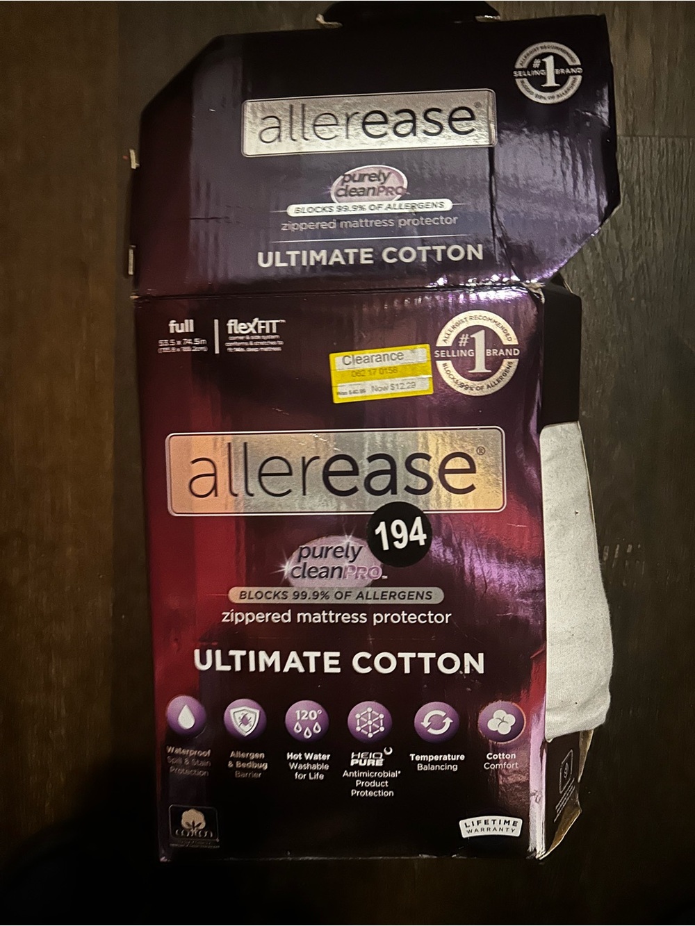 allerEase Ultimate Cotton Zippered Mattress Protector — Purple